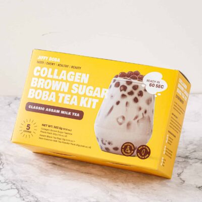 Instant Collagen Boba Kit with Assam milk tea and collagen brown sugar boba