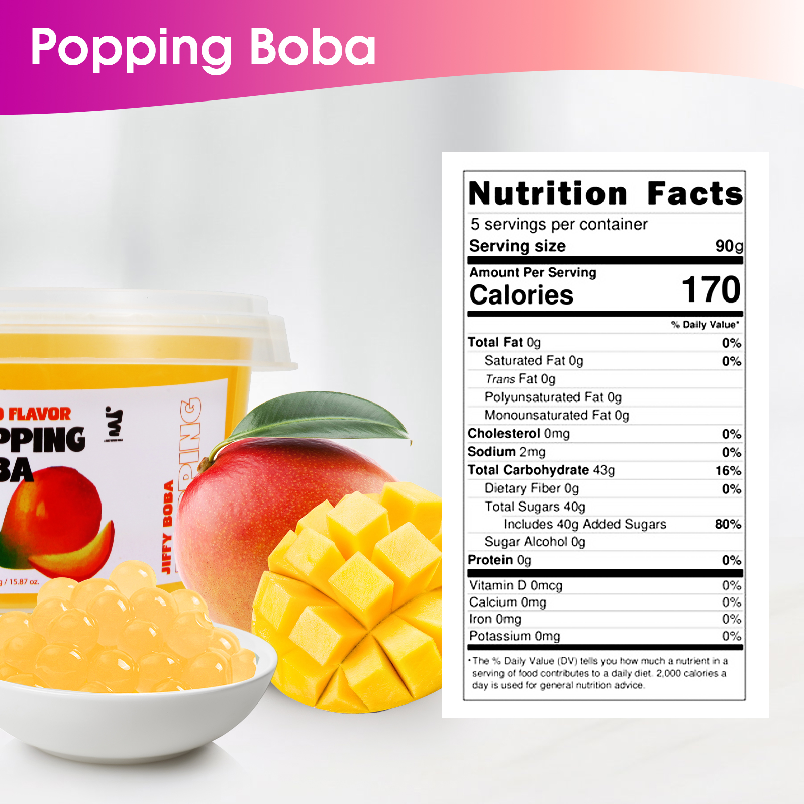 Mango Popping Boba - Jiffy Boba Collagen Boba